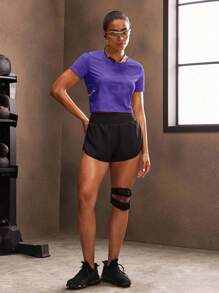 Exploreva Women Round Neck Dropped Shoulder Short Sleeve Casual Summer Sports Crop Top