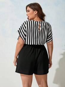 Firerie Mono de talla grande a rayas con cinturón, para el verano