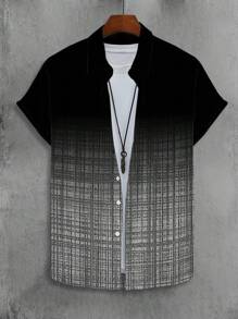 Manfinity Homme 男士夏季休闲渐变色短袖衬衫款式男士衬衫男士漂亮衬衫男士衬衫休闲 - 彩色 - 查看 3