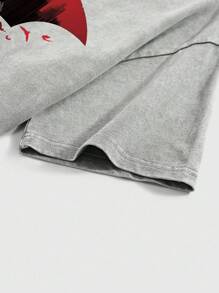 ROMWE MEN Batman X ROMWE Men's Letter & Figure Graphic Grey Short Sleeve T-Shirt - Grey - View 4