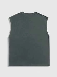 ROMWE MEN Street Life Camiseta de tirantes estampada para hombres - Gris - Ver 2