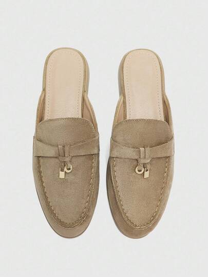 CUCCOO BIZCHIC Women's Fashionable Apricot Velvet Comfortable Commuting Slip-On Flats, Suitable For Outdoor, Casual, Work, Daily Wear For Christmas