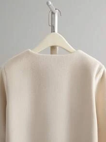 EMERY ROSE 女士对比色仿皮毛袖口仿珍珠羊毛 - 杏色 - 查看 3