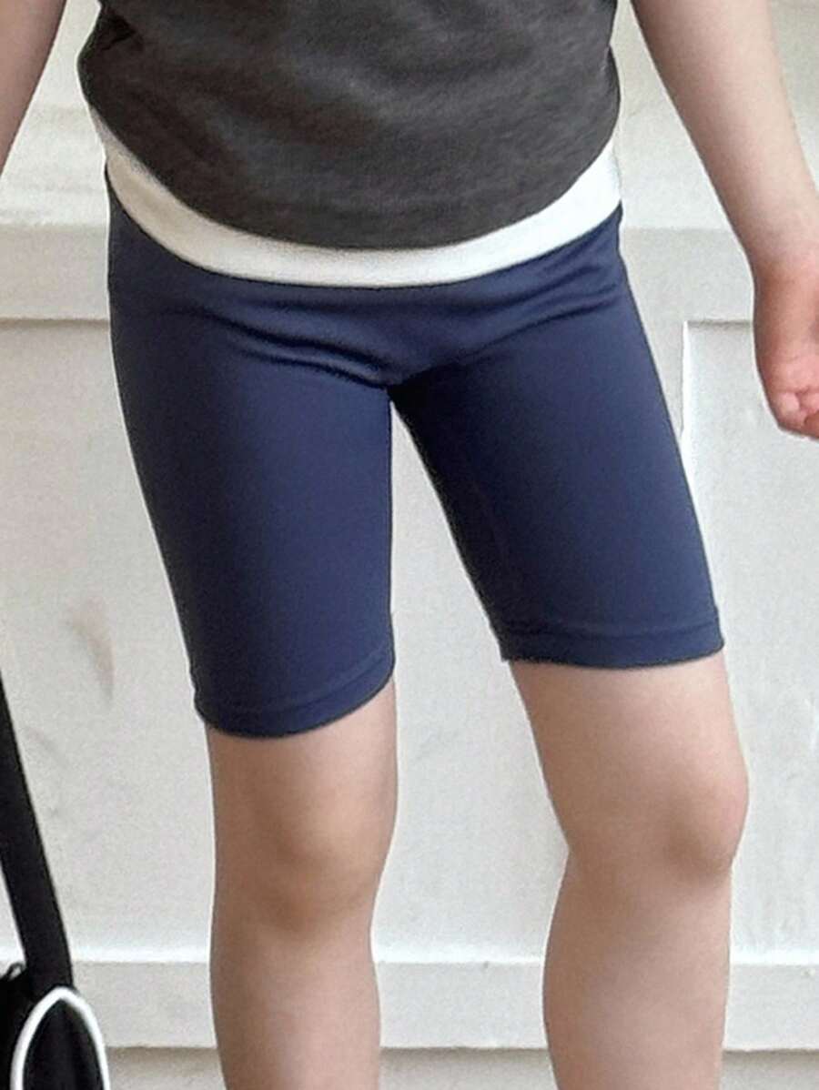 Dazy Kids Young Girls Casual Outdoor Sports Workout Solid Color Leggings Tights - Navy Blue - View 1