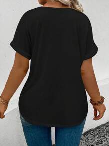 EMERY ROSE 女士休闲圆领短袖袖口渐变心形印花加大码 T 恤