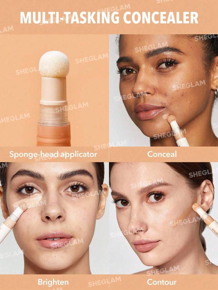 SHEGLAM Complexion Boost Concealer-Warm Vanilla Sponge-Head Aplicator Corretivo LíQuido Mate Corretivo De Cor Iluminador De Longa DuraçãO Corretivo Hidratante De Longa DuraçãO Para O Dia Todo Corretivo Natal Inverno Marca Beleza Maquiagem Maquiagens CosméTico Para Mulheres E Garotas Perfeito Para Outono E Inverno Ideal Para Y2K Moda Elegante Adequado Para AniversáRio Dia Das MãEs Carnaval Prenda Festa De Pronto Melhor Cor - Warm Vanilla - Visão 8