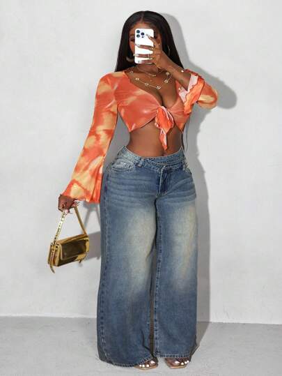 Slaydiva Jeans casuales de uso diario con bolsillos y corte holgado para mujer de talla grande