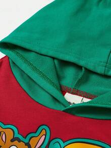 SCOOBY-DOO X SHEIN Baby Boy Casual Cartoon Dog Print Colorblock Hoodie, Sporty Style Suitable For Autumn/Winter Fall