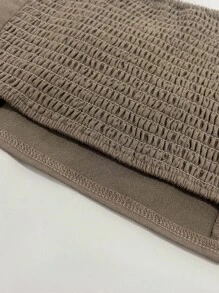 SHEIN Essnce Women Casual Commuting Bandeau Top And Pleated Skirt Set - Coffee Brown - View 6