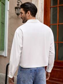 Manfinity VCAY Camisa de manga corta holgada y casual de uso diario con estampado floral para hombres, camisa floral para hombres, camisa floral blanca para hombres