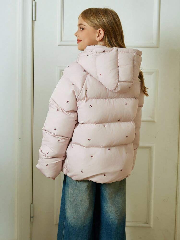 Tween Girls Hooded Casual Fresh Cute Long Sleeve Padded Coat For Winter