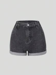 Girls Denim Shorts, 3-Pack Elastic Waist Zip Closure Rolled Cuffs Skinny Washed Casual Outdoor Shorts For Teenagers - Multicolor - View 5
