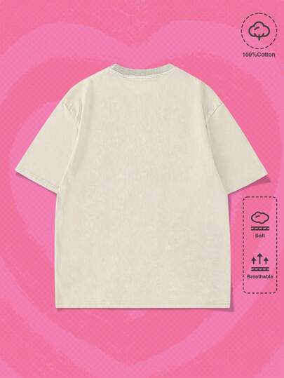 The Powerpuff Girls | ROMWE Camiseta de manga corta con cuello redondo con estampado de flor, burbujas y Buttercup para hombre