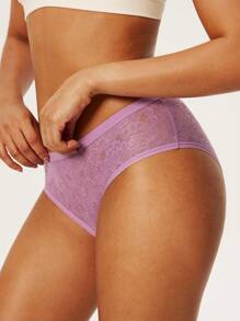 LUVLETTE 3 paquets de sous-vêtements sexy de base pour femmes, taille mi-haute, stretch et confortables, ensemble de culottes en dentelle - Multicolore - Voir 9