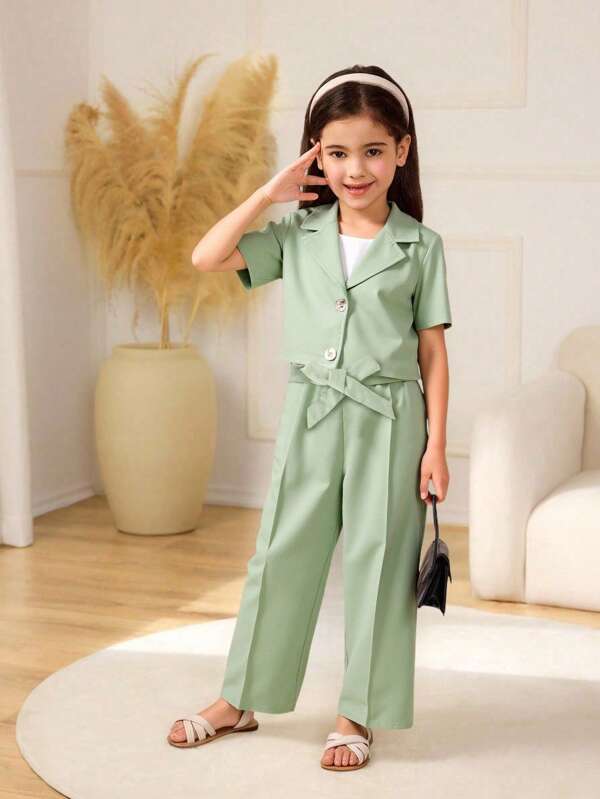 SHEIN Tânără Set simplu, la modă și elegant din trei piese pentru vară
