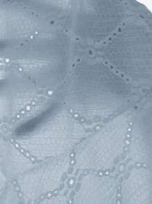 SHEIN Clasi Áo cánh tay ngắn cổ chữ V thêu đơn giản cỡ lớn dành cho nữ, thích hợp để đi làm - Màu xanh lam - Xem 6