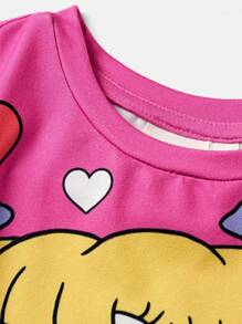 Nick 90s | SHEIN 女宝宝卡通图案可爱甜美粉色短袖T恤 - 粉色 - 查看 4