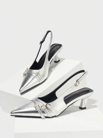 Sleekvia 女士尖头露跟高跟浅口派对/春/夏正装鞋