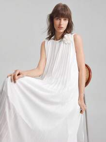 Ontre 秋季白色商务休闲连体连衣裙、婚礼宾客礼服、女士万圣节服装、女士教师装、女士约会夜装 - 白色 - 查看 5