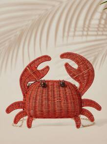 SHECARRY 女士螃蟹形设计单肩包，适合日常佩戴 - 酒紅色 - 查看 2