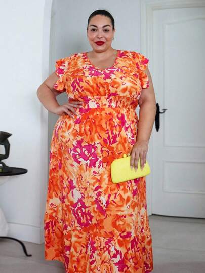 Pretty and Ole Plus Size Summer Floral All-Over Print Casual Holiday Dress, Western Wear, Festival Boho Bohemian,Beach Dress Sundress,Holiday Outfits