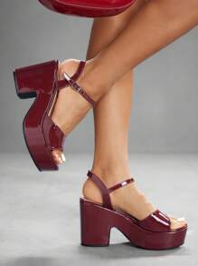 CUCCOO SZL Fashion PU Leather Adjustable Ankle Strap Wedge Sandals, Comfortable Thick Bottom Casual Shoes For Work, Dating, Party, Wedding, Valentine's Day