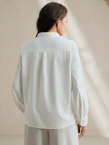 Anewsta Elegant Fashionable Sheer Mesh Embroidered Design White Blouse, Business - White - View 7