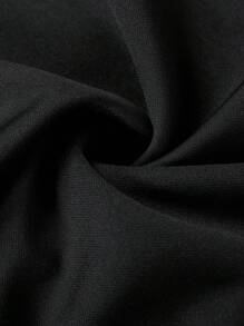 Modelyn Vestido de línea A con cuello asimétrico de color contrastante, elegante y de talla grande, para el verano - Negro - Ver 5
