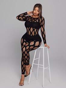 NU&NOW Monos de talla grande para mujer, elásticos, sexy, transparentes y calados