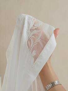 Anewsta Elegant Fashionable Sheer Mesh Embroidered Design White Blouse, Business - White - View 8