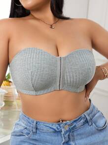 SHEIN 3 Stücke/Set Große Größen Lässige Front-Haken-Verschluss Bustier, bügellos