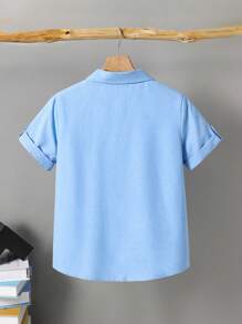 1pc Boy's Casual Versatile Collared Shirt For Spring/Summer, Suitable For Daily Commute And Outdoor Wear - Baby Blue - View 2