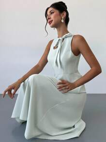 Firerie Lange Damenkleider, Abschlussfeier, Lehrerinnen-Outfits für Frauen, Lehrerin-Kleid - Grün - Übersicht 8