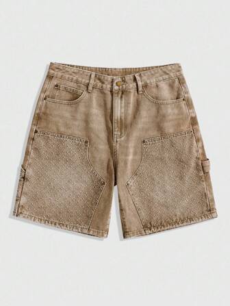 Street Life Pantalones cortos de cargo de mezclilla casuales para hombre