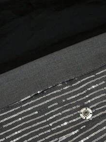 Aveloria Modichic 欧美新款派对富家女高端优雅钉珠面料西装领收腰修身垫肩前开长袖连衣裙 - 灰色 - 查看 7