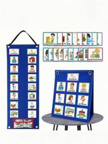 1 st återanvändbart visuellt schema - daglig rutinplanerare med 70 bildkort