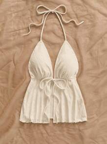 Soleia Top halter con cordón delantero de espalda abierta