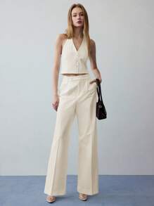 MOTF STUDIO BUTTON UP HALTER WAISTCOAT