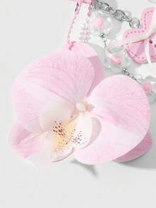 ROMWE Kawaii 1 件 INS 可爱逼真蝴蝶兰，闪闪发光的珠子，亚克力蝴蝶结装饰，非常适合手机挂饰、钥匙扣、包包吊坠、女士日常佩戴、礼物 - 粉色 - 查看 5