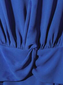 SHEIN Clasi 大码女式时尚休闲通勤优雅无袖衬衫 - 藍色 - 查看 3