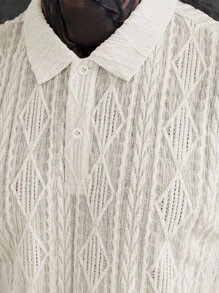 Manfinity CasualCool Men Solid Color Short Sleeve Polo Shirt And Shorts 2-Piece Set Cream Outfit Men Men Two Piece Set Summer Knit Two Piece Set Men,Men 2 Piece Set,Men Summer Outfits