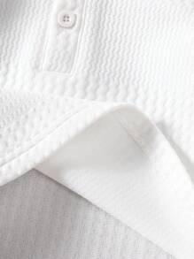 SHEIN Vintaside Kids Áo thun polo tay dài màu trắng trơn đơn giản cho bé trai, thích hợp cho mùa xuân/thu - trắng - Xem 5