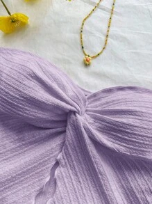 SHEIN Tween Girls Casual Minimalist Comfortable Asymmetrical Hem Split Hem Tank Top - Mauve Purple - View 2