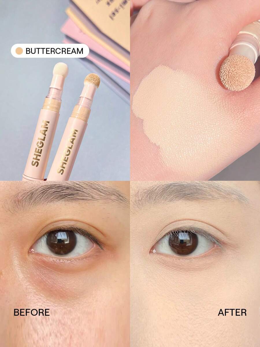 SHEGLAM 膚色提升遮瑕膏-奶油海綿頭塗抹器霧面液體遮瑕膏持久亮白色彩校正劑輕盈全天持久保濕遮瑕膏遮瑕膏 品牌 美容 化妝 化妝品 適合女性與女孩 完美搭配夏季春季 Y2K 時尚 流行 生日 母親節禮物 假期 派對準備就緒 最佳顏色 - Buttercream - 查看 1
