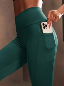 Powerista 简约纯色高腰无缝紧身裤女士瑜伽裤 - 薄荷藍 - 查看 6