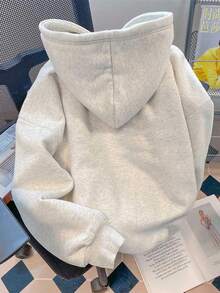 SHEIN 畅销款带帽子的老鼠刺绣连帽衫 - 灰色 - 查看 2