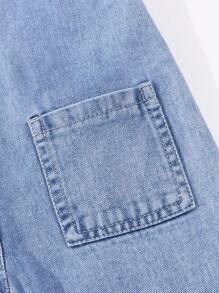 SHEIN Denimly 少女牛仔连体裤。推荐甜美清凉的学院风休闲风！紫色+粉色爱心羊毛刺绣，甜美可爱。可调节肩带。侧面纽扣设计，方便穿着。宽松舒适。适合外出、购物、日常休闲、上学、旅行和度假。