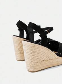 Styleloop Women's Rope Woven Platform Wedge Sandals, Suitable For Party, Wedding, Daily Wear, Vacation - Black - View 5