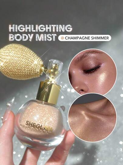 SHEGLAM Go Go Glow Highlighting Body Mist-Champagne Shimmer Brand Beauty Makeup Face Paint Cosmetic For Women Girls Perfect For Winter Spring Ideal For Y2K Fancy Fashion Suitable For Birthday Gift Party Ready Best Color