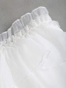 EgrlEra Váy mini xếp ly viền bèo nhún màu trắng thời trang cho bé gái, thích hợp cho kỳ nghỉ hè - trắng - Xem 7